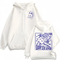 Anime Dandadan Turbo Granny Double Sided Print Zipper Hoodie Japanese Manga Style Zip Up Sweatshirts Men Women Casual Pullovers