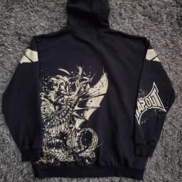 Streetwear Tapout Zipper Hoodie Y2K Mens Hip Hop Letter Retro Graphic Print Black Oversized Hoodie Gothic Jacket Clothes
