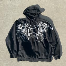 Streetwear Tapout Zipper Hoodie Y2K Mens Hip Hop Letter Retro Graphic Print Black Oversized Hoodie Gothic Jacket Clothes