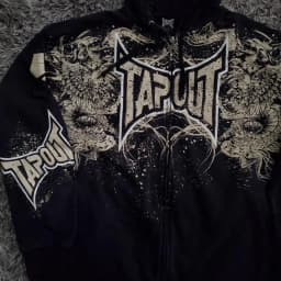 Streetwear Tapout Zipper Hoodie Y2K Mens Hip Hop Letter Retro Graphic Print Black Oversized Hoodie Gothic Jacket Clothes