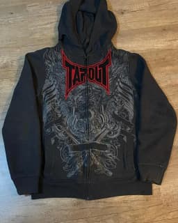 Streetwear Tapout Zipper Hoodie Y2K Mens Hip Hop Letter Retro Graphic Print Black Oversized Hoodie Gothic Jacket Clothes