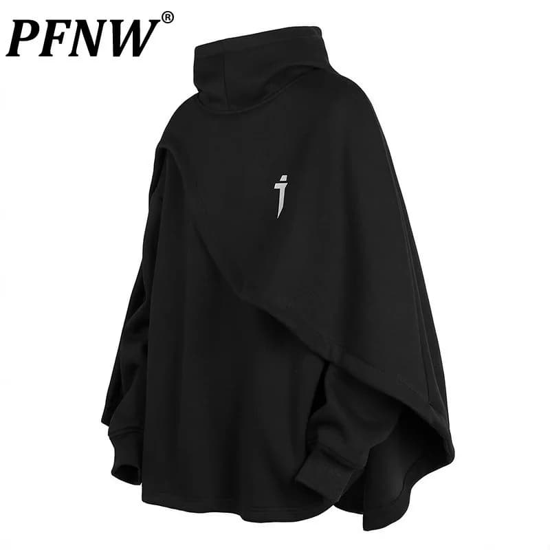 PFNW Autumn Winter Sweatshirt Hooded Fake Two-Piece Pullover Cloak Jacket 2025 Darkwear Male Tops 28W9215