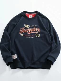 2024 Autumn New American Retro Long Sleeve O-neck Wing Letter Printed Sweatshirts Men's Fashion Terry Pullover Casual Sportwear