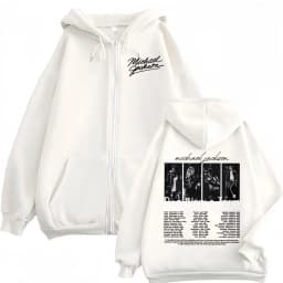King of Pop Michael Jackson Bad World Tour Zip Up Hoodies Men Women Casual Fleece Sweatshirts Jacket Hip Hop Zipper Hooded Coats
