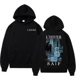 Rapper L'HIVER Saif Album 2025 Hoodies Men's Hip Hop Fleece Pullover Sweatshirt Retro Long Sleeve Oversized Hoodie Streetwear