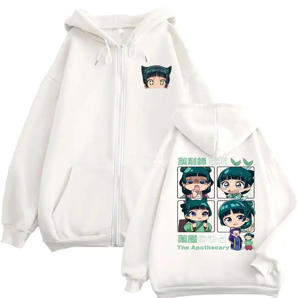 Anime The Apothecary Diaries Maomao Zipper Hoodie Men Women Casual Oversized Zip Up Jacket Male Fleece Cotton Zip Up Sweatshirt