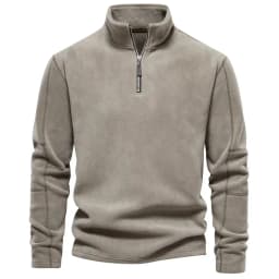 2026 Men's Winter Warm Fleece Tops Sweatshirts Casual Long Sleeve Zipper Stand Collar Pullover Tops Fashion Solid Sweatshirts