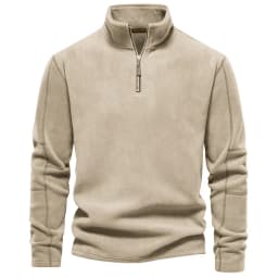 2026 Men's Winter Warm Fleece Tops Sweatshirts Casual Long Sleeve Zipper Stand Collar Pullover Tops Fashion Solid Sweatshirts