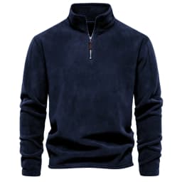 2026 Men's Winter Warm Fleece Tops Sweatshirts Casual Long Sleeve Zipper Stand Collar Pullover Tops Fashion Solid Sweatshirts
