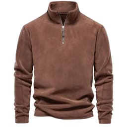 2026 Men's Winter Warm Fleece Tops Sweatshirts Casual Long Sleeve Zipper Stand Collar Pullover Tops Fashion Solid Sweatshirts