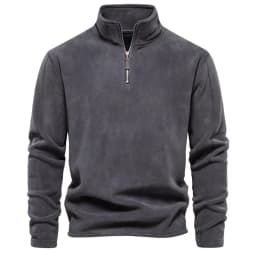 2026 Men's Winter Warm Fleece Tops Sweatshirts Casual Long Sleeve Zipper Stand Collar Pullover Tops Fashion Solid Sweatshirts