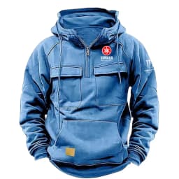 Yamaha Logo Men's Casual Hooded Sweatshirt New Style Outdoor Thick Fashionable Loose Long-Sleeved Pullover with Multiple Pockets