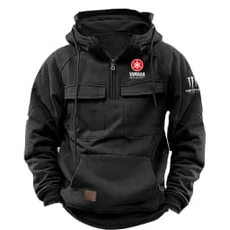 Yamaha Logo Men's Casual Hooded Sweatshirt New Style Outdoor Thick Fashionable Loose Long-Sleeved Pullover with Multiple Pockets