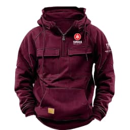 Yamaha Logo Men's Casual Hooded Sweatshirt New Style Outdoor Thick Fashionable Loose Long-Sleeved Pullover with Multiple Pockets