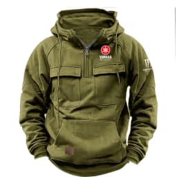 Yamaha Logo Men's Casual Hooded Sweatshirt New Style Outdoor Thick Fashionable Loose Long-Sleeved Pullover with Multiple Pockets