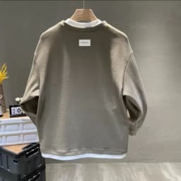 Male Sweatshirt No Logo Overfit Y2k Vintage Loose Clothing Deals Welcome Deal Cheap Luxury Cotton Men's Pullover Fake Two Piece