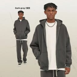 IEFB Men's Wear Male Hoodies Solid Color Winter Spring New Fashion Velvet Double Head Zippers Cardigan Loose Sweatshirt 9C9351