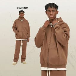 IEFB Men's Wear Male Hoodies Solid Color Winter Spring New Fashion Velvet Double Head Zippers Cardigan Loose Sweatshirt 9C9351