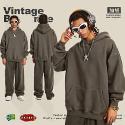 ZODF 2024 Winter Men's Washed Fleece Hoodies Unisex Women Retro Loose Warm 360gsm Hooded Pullovers Sweatshirts HY0870