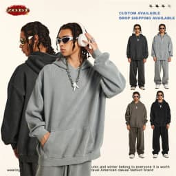 ZODF 2024 Winter Men's Washed Fleece Hoodies Unisex Women Retro Loose Warm 360gsm Hooded Pullovers Sweatshirts HY0870