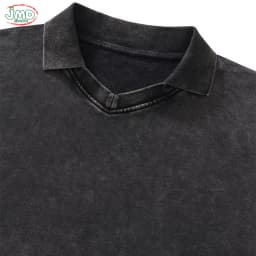 JMD Retro Autumn 380gsm Washed Cotton Boxyfit Sweatshirt For Man Unisex Old Money Style V Neck Turn Down Collar Pullovers QH0153