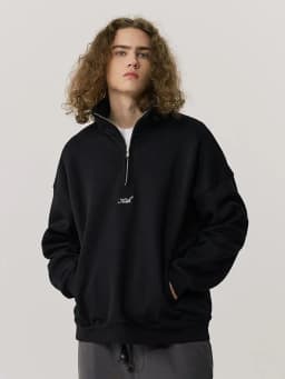 KITH American Style Fleece Lined Hoodie Half Zip Autumn Winter Jacket Unisex Heavyweight Couple Outfit Hooded Sweatshirt