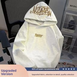 Men's Hoodie Sweatshirt Embroidered Lettering Fleece Lined Oversized Casual Streetwear Autumn Winter High Street Jacket