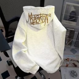 Men's Hoodie Sweatshirt Embroidered Lettering Fleece Lined Oversized Casual Streetwear Autumn Winter High Street Jacket