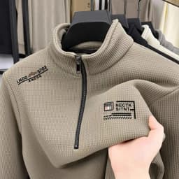 Men's Casual Fce Lined Hoodie Heavyweight High End  Color Winter Warm f Zipper Stand Collar Comfortable Home Clothes