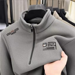Men's Casual Fce Lined Hoodie Heavyweight High End  Color Winter Warm f Zipper Stand Collar Comfortable Home Clothes