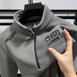 Men's Casual Fce Lined Hoodie Heavyweight High End  Color Winter Warm f Zipper Stand Collar Comfortable Home Clothes