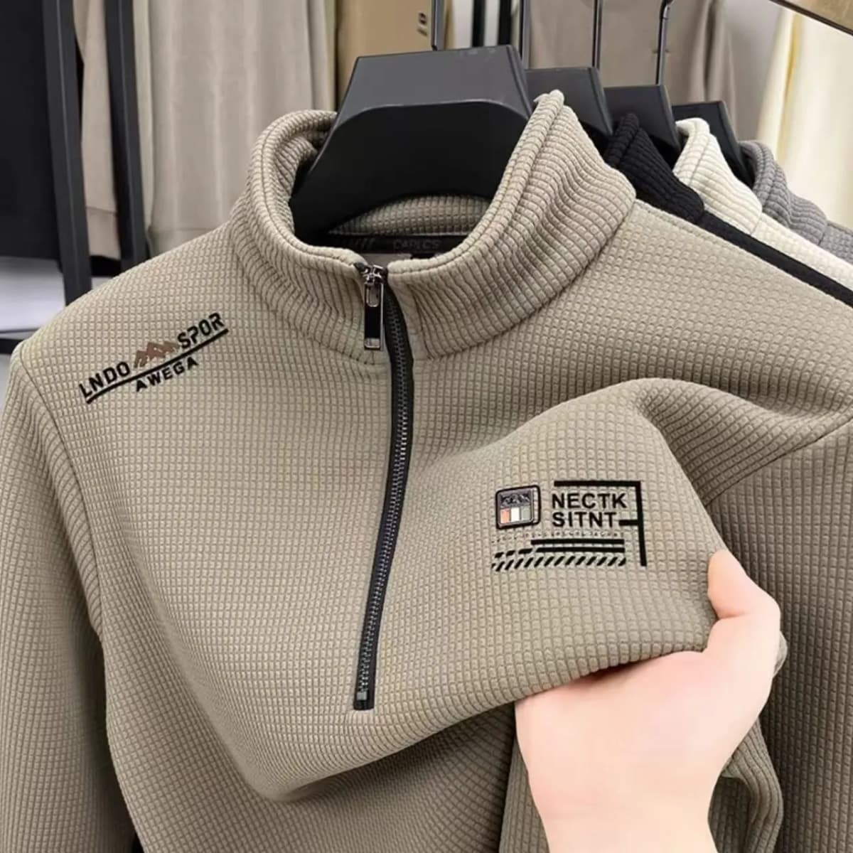 Men's Casual Fce Lined Hoodie Heavyweight High End  Color Winter Warm f Zipper Stand Collar Comfortable Home Clothes