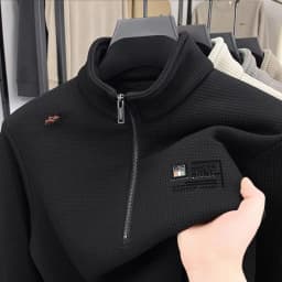 Men's Casual Fce Lined Hoodie Heavyweight High End  Color Winter Warm f Zipper Stand Collar Comfortable Home Clothes