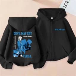 Anime Devil May Cry Son of Sparda Vergil Zipper Hoodie Men Women Cartoon Oversized Zip Up Jacket Coat Male Fashion Streetwear