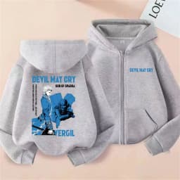 Anime Devil May Cry Son of Sparda Vergil Zipper Hoodie Men Women Cartoon Oversized Zip Up Jacket Coat Male Fashion Streetwear