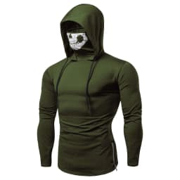 Ninja Skull Mask Long Sleeved Men Hoodie Spring Summer Open-forked Slim Sports Men's T Shirts Gym Riding Mens Hooded Sweatshirts