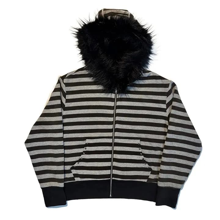 Rock Goth Hip Hop Retro Y2K Hooded sweatshirt Streetwear High street Fashion Clothes Stripe Classic Minimalist Casual Unique Top