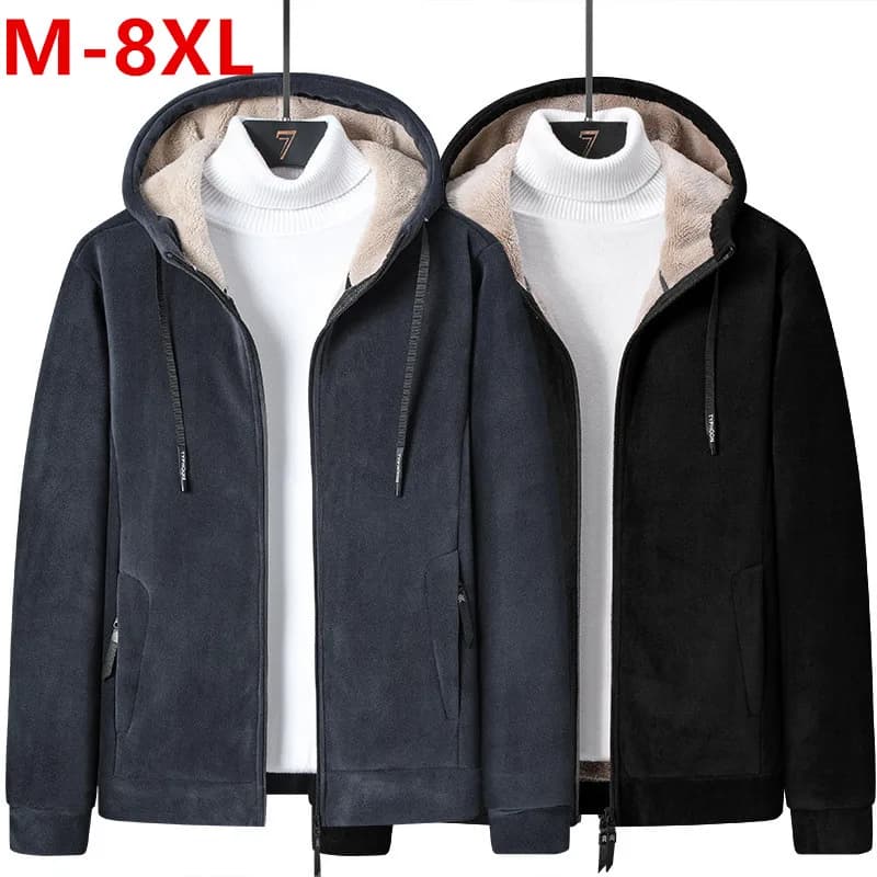 Lamb wool hoodie men's lamb wool hooded hoody Cashmere sweatshirts plus velvet thick elderly large size winter clothing L-8xl