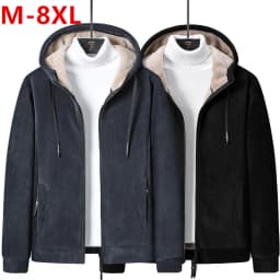 Lamb wool hoodie men's lamb wool hooded hoody Cashmere sweatshirts plus velvet thick elderly large size winter clothing L-8xl