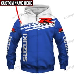 Personalized Suzuki motorcycle racing hoodie, unisex for spring and autumn, exquisite 3D printed zip-up jacket, 2026.