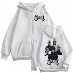 Hot Sale Ghost Band Zipper Hoodie Men Women Clothing Fashion Rock Zip Up Pullovers Gothic Vintage Hooded Sweatshirts Streetwear