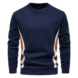AIOPESON Mens Patckwork Cotton-blend Crew Neck Sweatshirts Fashion Casual Sport Round Neck Pullover Sweatshirt for Men