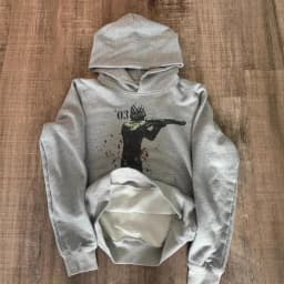 Grey Sports Pullover Hoodie 2025 New Retro Printed Y2K Street Men and Women Fashion Classic Hip Hop Loose Personality Top