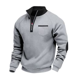 Hoodies For Man Active Fleece Men Mens Velvet Warm Zipper Standup Patch Casual Long Sleeved Sweatshirt Mens Zip Up Sweatshirt