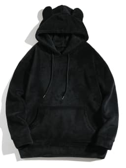 Men's Fleece Sweatshirt Coats Autumn Winter Soft Fluffy Velvet Warm Front Pocket Pullover Hoody Harajuku Coats LXDZ-JL-KJ-W07