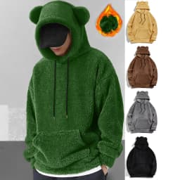 Men's Fleece Sweatshirt Coats Autumn Winter Soft Fluffy Velvet Warm Front Pocket Pullover Hoody Harajuku Coats LXDZ-JL-KJ-W07