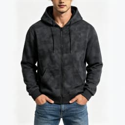 Men Tie Dye Zip Up Hoodie Heavyweight Full Zip Hooded Sweatshirt European High Street Loose Streetwear Autumn Casual Outerwear J