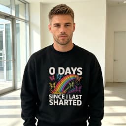 Rainbow Butterfly Shart Pun Men Humor Graphic Pullover Top 0 Days Since Meme Sweater Casual Hangout Wear Hoodie