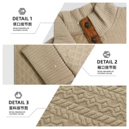 New Autumn European Size Stand-up Collar Long-sleeved Outdoor Sweater Henry Collar Jacquard Texture Needle Sweater Men