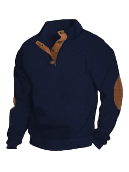 New Autumn European Size Stand-up Collar Long-sleeved Outdoor Sweater Henry Collar Jacquard Texture Needle Sweater Men
